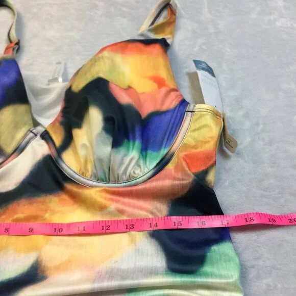 New! Swim by Cacique Tankini Top 40D Tie Dye Light Lined Plunge Underwired - Picture 15 of 16